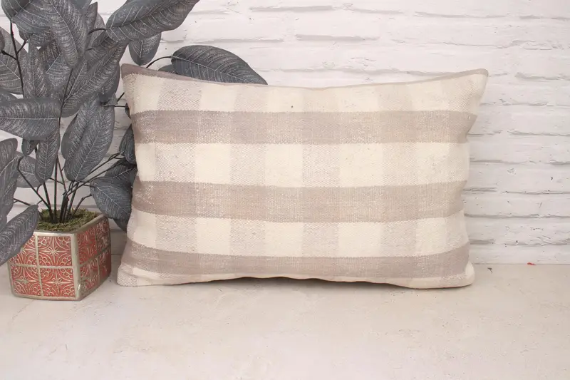 Boho Pillow Sham Cover, Luxury Cushion Cover, Interior Designer Pillow, Vintage Kilim Pillow, Pillow Cover, 16x24 White Pillow Cover - 1