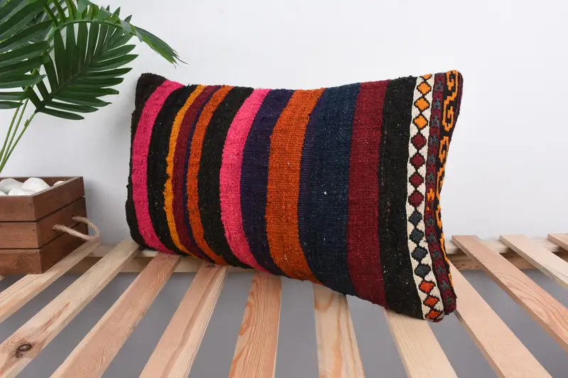 Sofa Bolster Cushion Cover, Aesthetic Pillow Case, 12x24 Red Cushion, Cushion, Antique Pillows, Interior Designer Pillow, Kilim Pillow Cover - 5