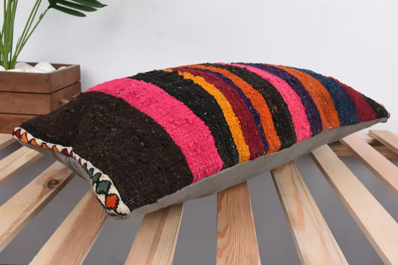 Sofa Bolster Cushion Cover, Aesthetic Pillow Case, 12x24 Red Cushion, Cushion, Antique Pillows, Interior Designer Pillow, Kilim Pillow Cover - 6