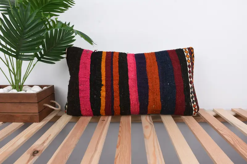 Sofa Bolster Cushion Cover, Aesthetic Pillow Case, 12x24 Red Cushion, Cushion, Antique Pillows, Interior Designer Pillow, Kilim Pillow Cover - 1