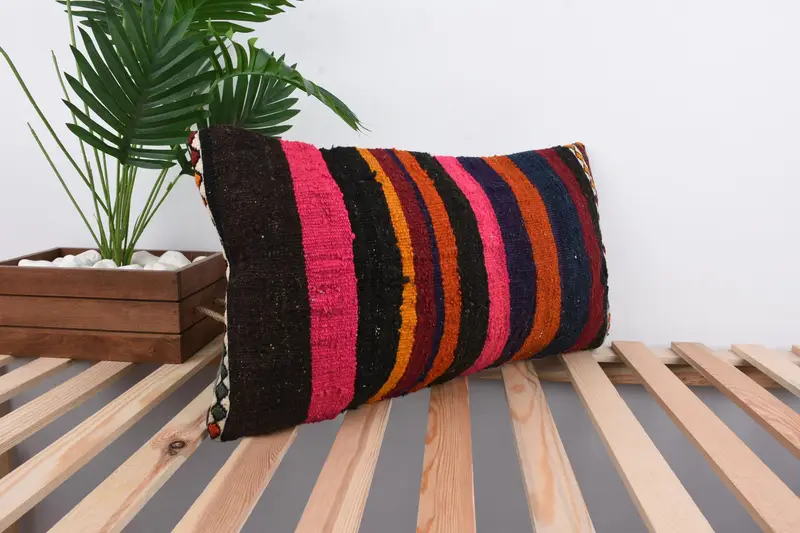 Sofa Bolster Cushion Cover, Aesthetic Pillow Case, 12x24 Red Cushion, Cushion, Antique Pillows, Interior Designer Pillow, Kilim Pillow Cover - 4