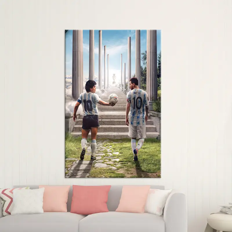 Legendary Football Canvas: Maradona, Messi, and Messi Legends
