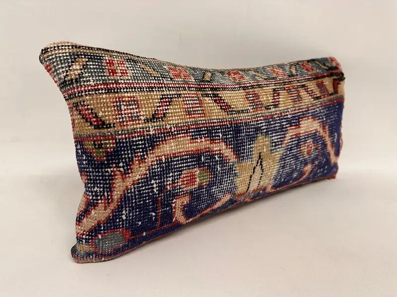Vintage Pillow, Pillow for Sofa, Luxury Pillow Case, Boho Pillow, Sustainable Pillow, Pillow Cover, Oriental Cushion Cover, 12x24 Blue Cushion Cover - 4