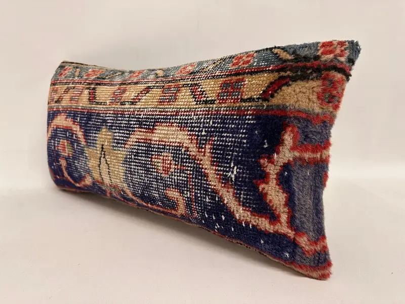 Vintage Pillow, Pillow for Sofa, Luxury Pillow Case, Boho Pillow, Sustainable Pillow, Pillow Cover, Oriental Cushion Cover, 12x24 Blue Cushion Cover - 3