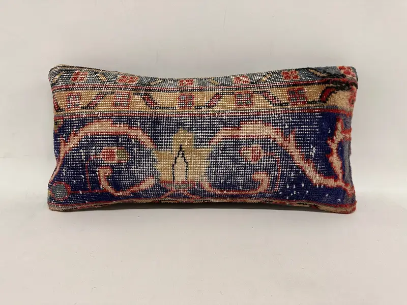 Vintage Pillow, Pillow for Sofa, Luxury Pillow Case, Boho Pillow, Sustainable Pillow, Pillow Cover, Oriental Cushion Cover, 12x24 Blue Cushion Cover - 1