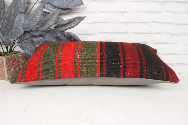 12x24 Red Cushion Cover, Ethnic Cushion Case, Kilim Cushion Sham, Bright Pillow Case, Vintage Pillow, Antique Pillows, Cushion Cover - 5