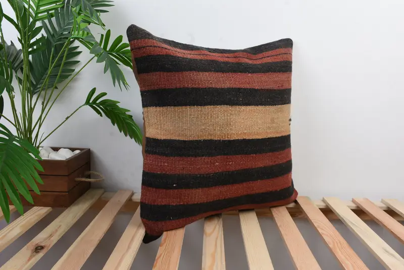 Floor Pillow Cover, Vintage Kilim Throw Pillow, Vintage Pillow, Pillow Sham, Boho Chic Pillow Cover, 20x20 Red Cushion, Home Decor Pillow - 5