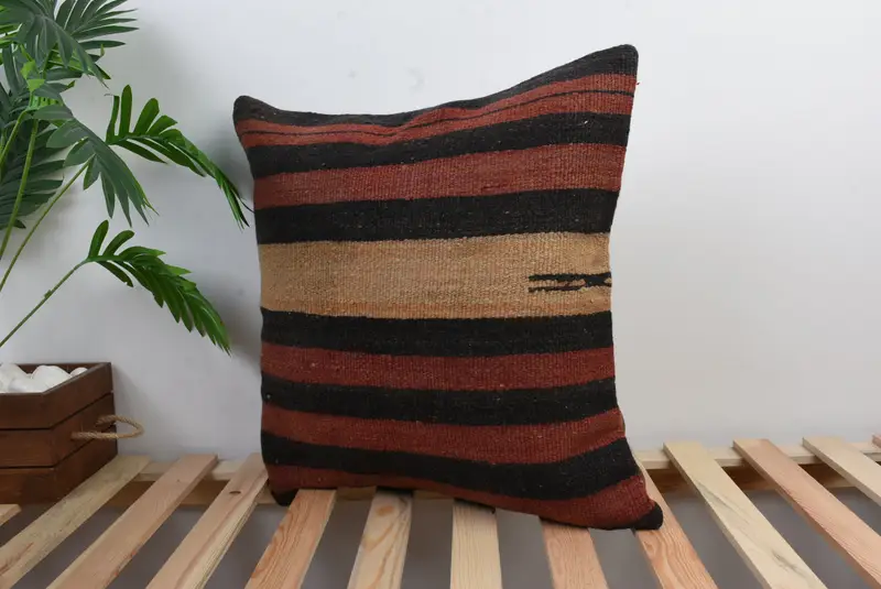 Floor Pillow Cover, Vintage Kilim Throw Pillow, Vintage Pillow, Pillow Sham, Boho Chic Pillow Cover, 20x20 Red Cushion, Home Decor Pillow - 4