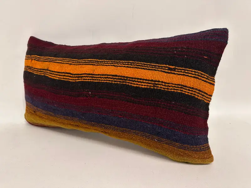 Yoga Cushion, Handwoven Cushion Case, 12x24 Red Cushion Case, Throw Kilim Pillow, Cushion Cover, Kilim Pillow, Boho Pillow - 3