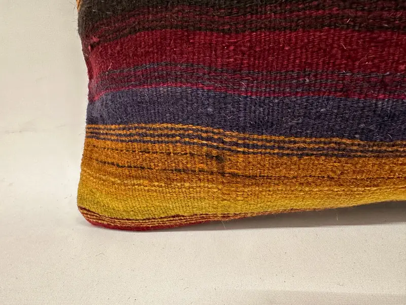 Yoga Cushion, Handwoven Cushion Case, 12x24 Red Cushion Case, Throw Kilim Pillow, Cushion Cover, Kilim Pillow, Boho Pillow - 2