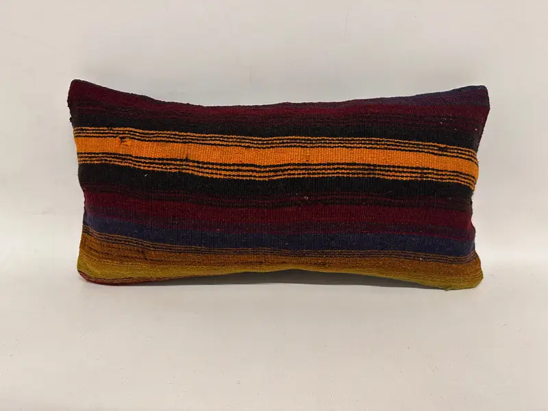 Yoga Cushion, Handwoven Cushion Case, 12x24 Red Cushion Case, Throw Kilim Pillow, Cushion Cover, Kilim Pillow, Boho Pillow - 1