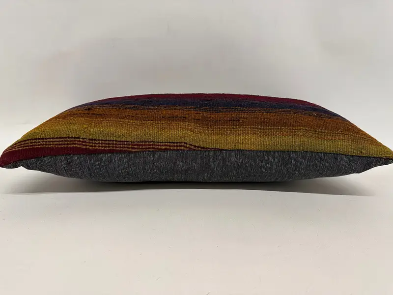 Yoga Cushion, Handwoven Cushion Case, 12x24 Red Cushion Case, Throw Kilim Pillow, Cushion Cover, Kilim Pillow, Boho Pillow - 5