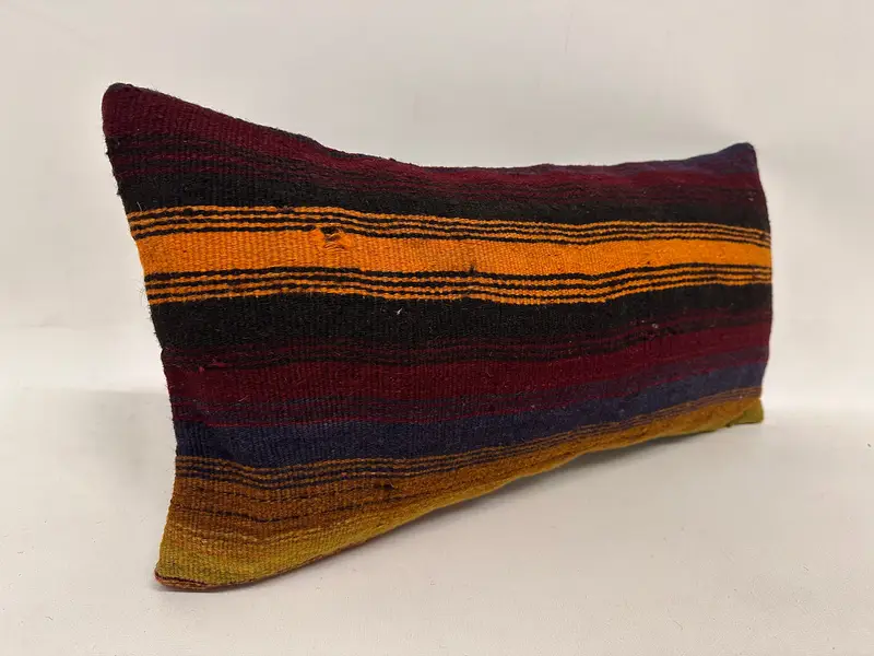Yoga Cushion, Handwoven Cushion Case, 12x24 Red Cushion Case, Throw Kilim Pillow, Cushion Cover, Kilim Pillow, Boho Pillow - 4