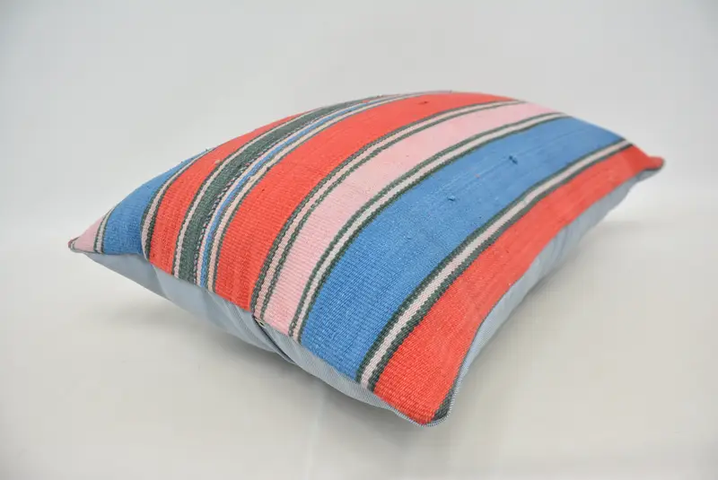 Red & Blue Embroidered Throw Pillow, 20x28 Inches Size Pillow - 6