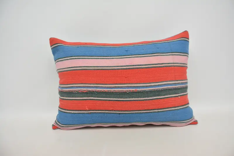 Red & Blue Embroidered Throw Pillow, 20x28 Inches Size Pillow - 1