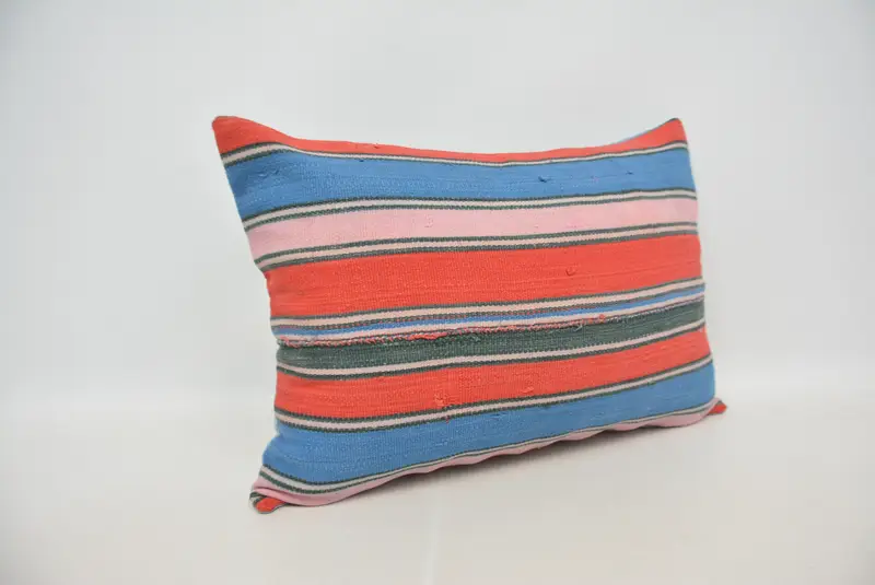 Red & Blue Embroidered Throw Pillow, 20x28 Inches Size Pillow - 3
