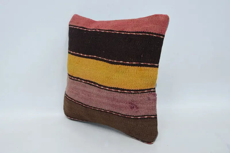 Outdoor Throw Pillow Sham, Throw Kilim Pillow, 12x12 Brown Pillow Cover, Traditional Pillow Sham, Home Decor Pillow, Cushion Case, Pillow for Sofa - 4