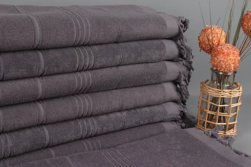 Personalized Bridesmaid Gift Towel Dark Gray Striped Terry, 36x71 Inches