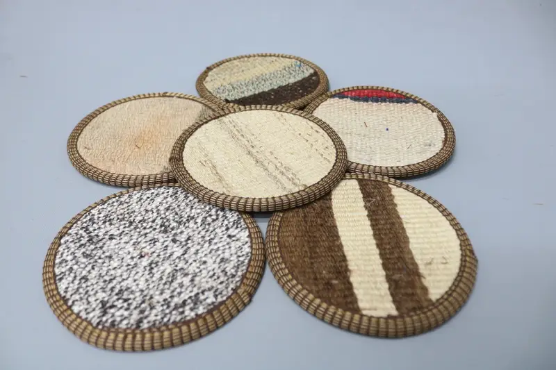 Posavasos redondo bohemio, posavasos bohemio marrón y beige