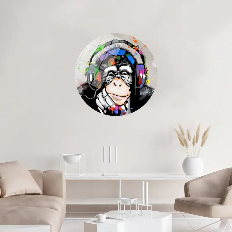 Vibrant Monkey Canvas: Colorful, Abstract, Graffiti Art Print