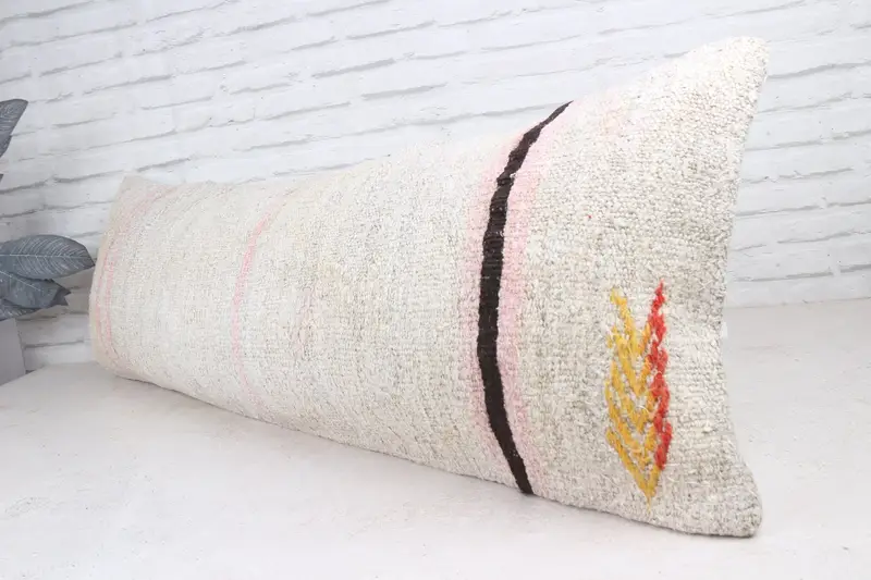 Authentic Pillow, Outdoor Pillow Sham, Pillow Sham, Turkish Kilim Pillow, Vintage Pillow, 16x48 White Pillow Cover, Boho Pillow Sham Cover - 5
