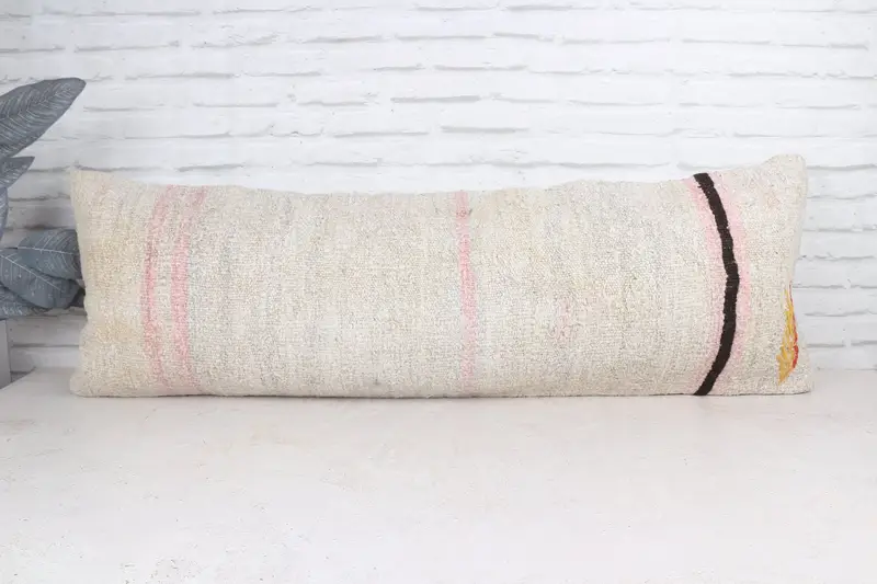 Authentic Pillow, Outdoor Pillow Sham, Pillow Sham, Turkish Kilim Pillow, Vintage Pillow, 16x48 White Pillow Cover, Boho Pillow Sham Cover - 1