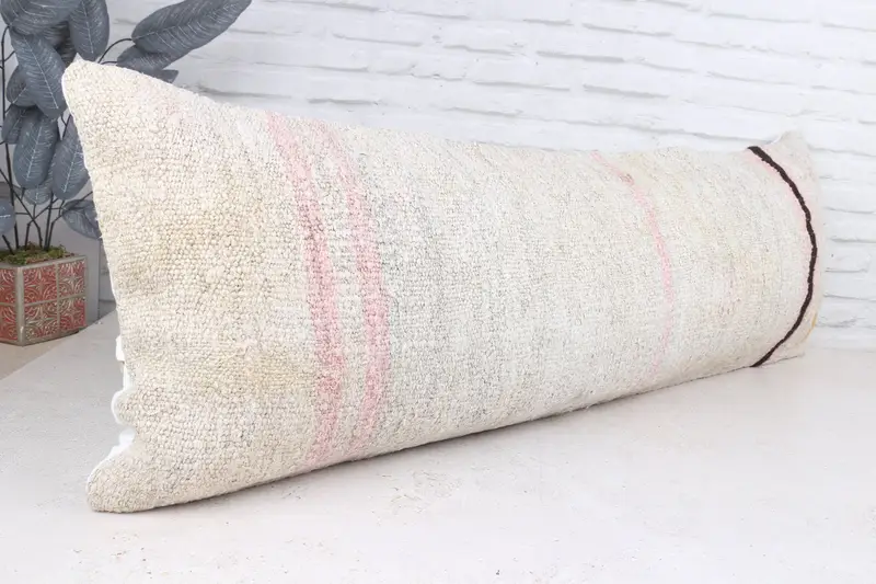 Authentic Pillow, Outdoor Pillow Sham, Pillow Sham, Turkish Kilim Pillow, Vintage Pillow, 16x48 White Pillow Cover, Boho Pillow Sham Cover - 4