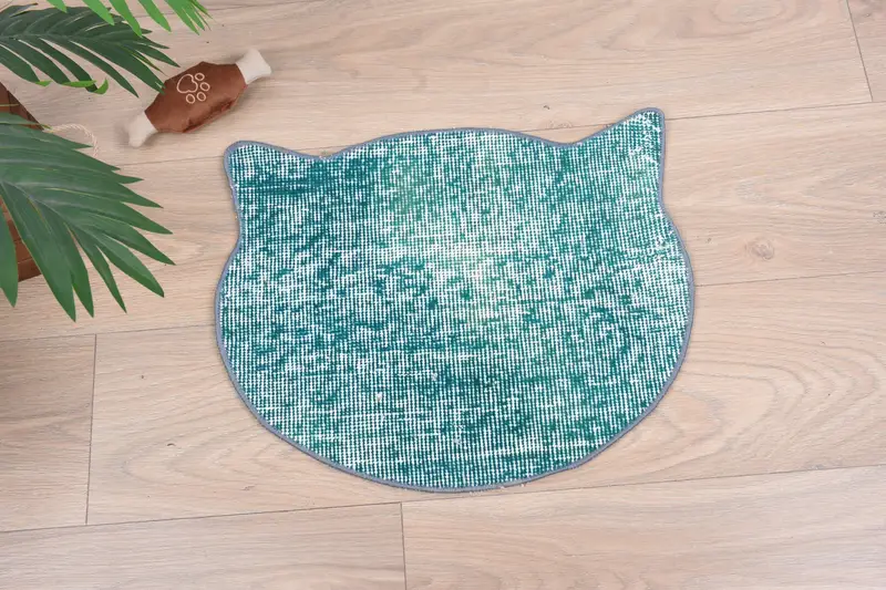 Mantel individual redondo de lana verde bohemio, mantel individual de patrón tradicional