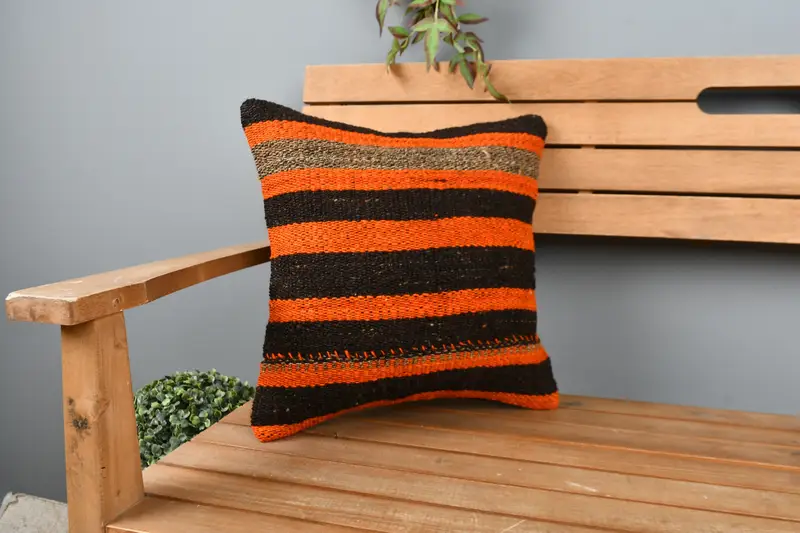 Custom Pillow Case, Handwoven Pillow Cover Cushion Case, Antique Pillows, Throw Kilim Pillow, Cushion Case, Kilim Pillow, 16x16 Beige Pillow Case - 1
