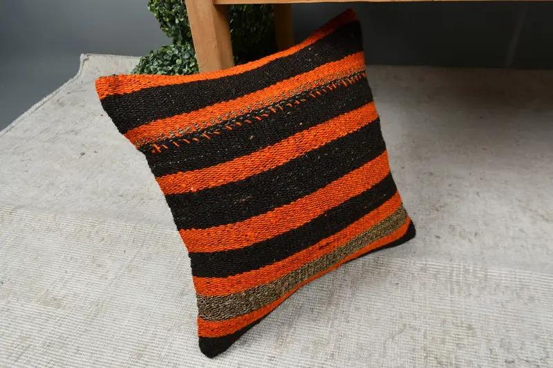 Custom Pillow Case, Handwoven Pillow Cover Cushion Case, Antique Pillows, Throw Kilim Pillow, Cushion Case, Kilim Pillow, 16x16 Beige Pillow Case - 7