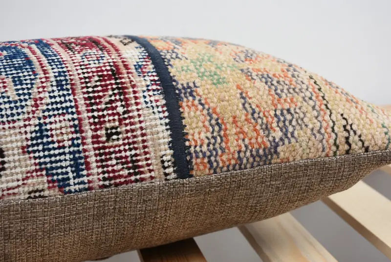 Muted Pillow Sham, Cushion Case, Southwestern Cushion Case, 12x24 Blue Pillow Case, Turkish Pillow, Kilim Cushion Sham, Ethnical Kilim Rug Pillow - 7