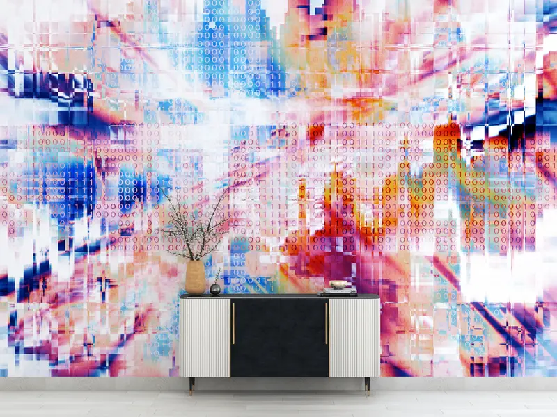 Paper Wall Art ,Wall Paper Peel and Stick,Bright Wall Paper,Office Wall Paper,Colorful Abstract Mural,Contemporary Wall Print, - 4