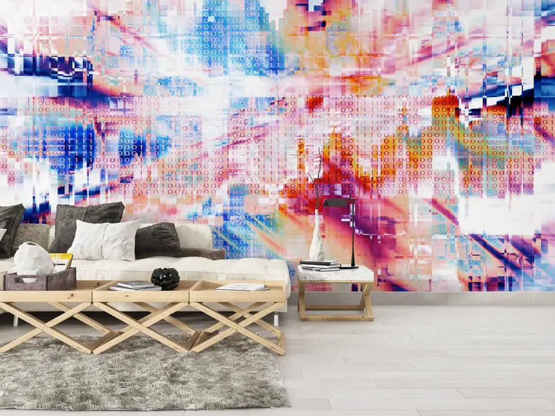 Paper Wall Art ,Wall Paper Peel and Stick,Bright Wall Paper,Office Wall Paper,Colorful Abstract Mural,Contemporary Wall Print, - 9