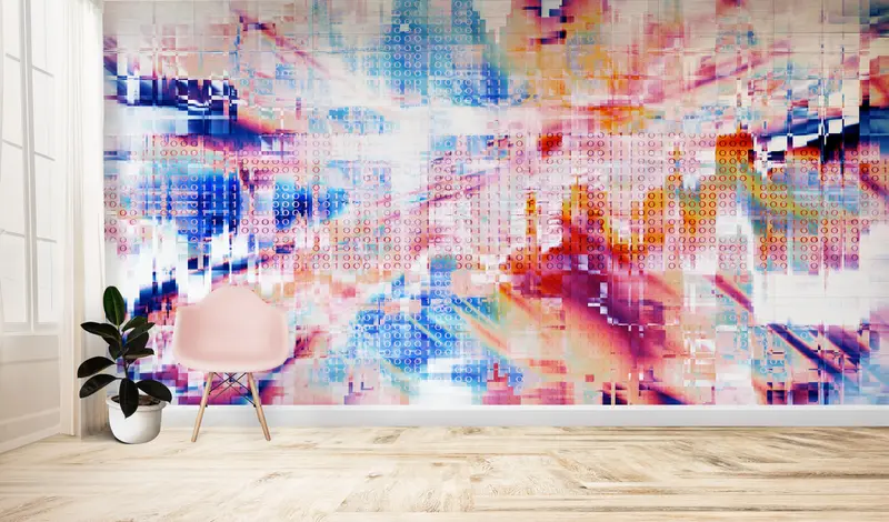Paper Wall Art ,Wall Paper Peel and Stick,Bright Wall Paper,Office Wall Paper,Colorful Abstract Mural,Contemporary Wall Print, - 5