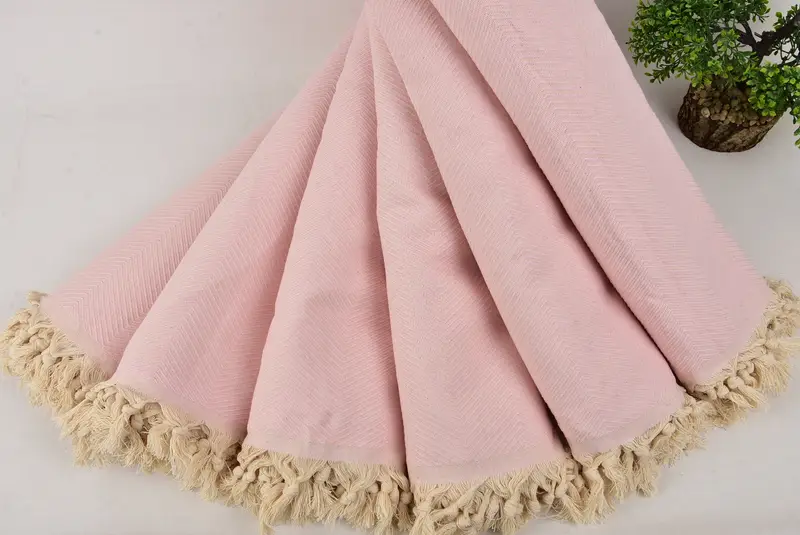Bridal Shower Favors, Woven Throw Blanket, Beach Wedding Favor, 84x68 Cotton Zig zag Towel, Gift For Wedding Day, Tablecloth, Throw Blanket Couch - 4