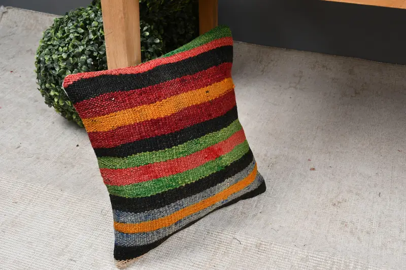 Dekorative Kissenbedeckung, 12x12 Rote Kissenbezüge, Kissen, Boho -Kissenschein -Abdeckung, Yogah -Kissenabdeckung, türkisches Kilim -Kissen, Vintage -Kissen - 7
