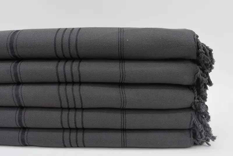 Handmade Turkish Beach Towel Dark Gray 66x36 Inches