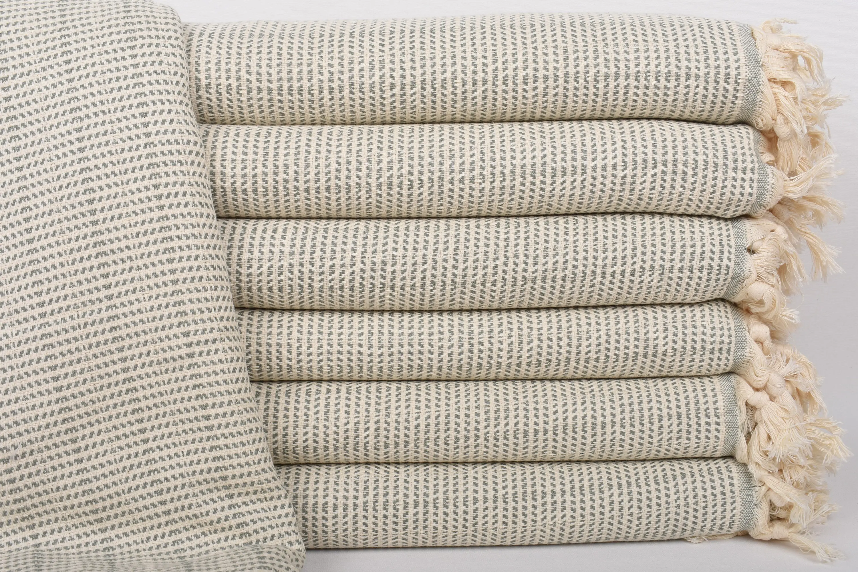 Woven Throw Blanket Khaki Green Geometric, 91x75 Inches - 1