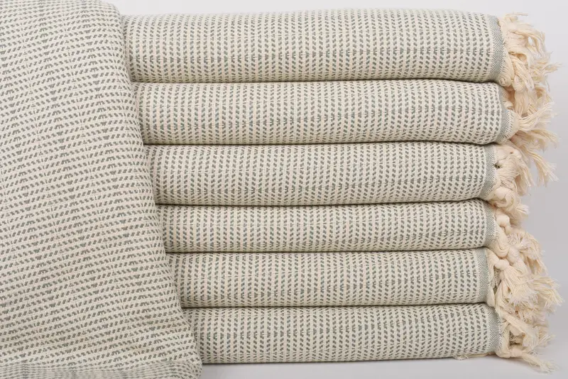 Woven Throw Blanket Khaki Green Geometric, 91x75 Inches