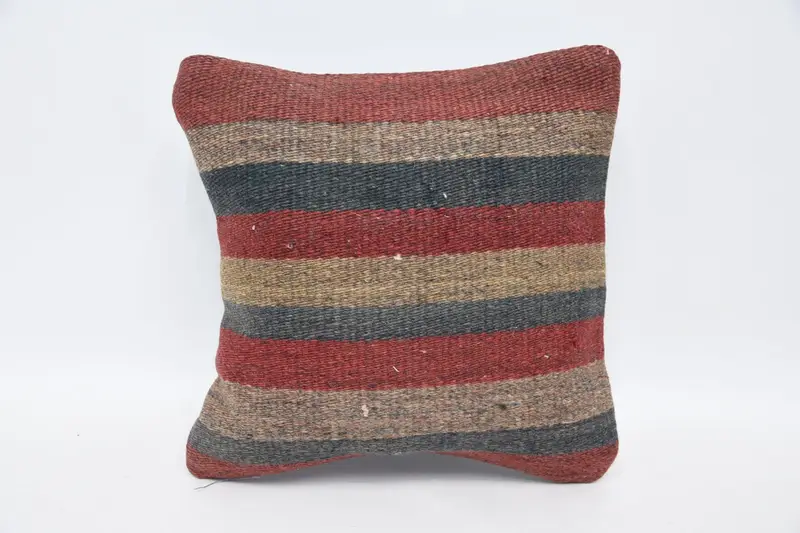 12x12 Blue Pillow, Cushion Case, Vintage Kilim Pillow, Muted Cushion, Antique Pillows, Boho Pillow, One Of A Kind Cushion, Decorative Pillow - 1
