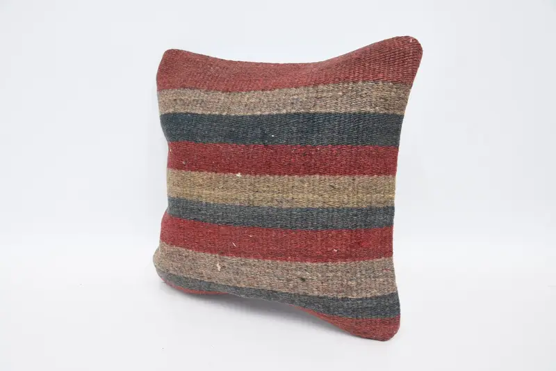 12x12 Blue Pillow, Cushion Case, Vintage Kilim Pillow, Muted Cushion, Antique Pillows, Boho Pillow, One Of A Kind Cushion, Decorative Pillow - 4