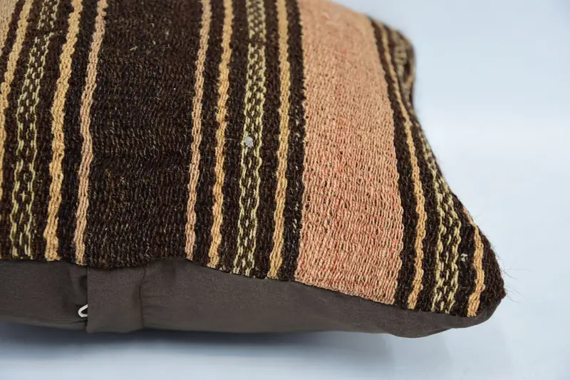 Vintage Kilim Throw Pillow, Boho Throw Cushion Case, Boho Pillow Sham Cover, Boho Pillow, Tapestry Cushion, 12x12 Brown Pillow Cover, Pillow Case - 5