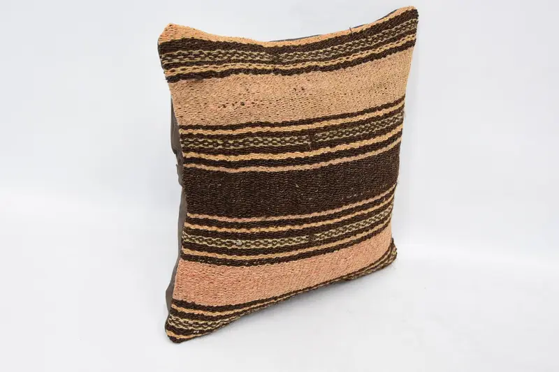 Vintage Kilim Throw Pillow, Boho Throw Cushion Case, Boho Pillow Sham Cover, Boho Pillow, Tapestry Cushion, 12x12 Brown Pillow Cover, Pillow Case - 3