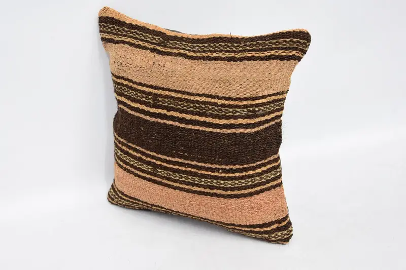 Vintage Kilim Throw Pillow, Boho Throw Cushion Case, Boho Pillow Sham Cover, Boho Pillow, Tapestry Cushion, 12x12 Brown Pillow Cover, Pillow Case - 4