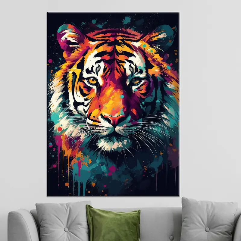 Colorful Canvas Art, Tiger Wall Decor, Abstract Tiger Art, Modern Canvas Decor, Trendy Art Decor, Tiger Lover Gift, Modern Canvas Art - 3