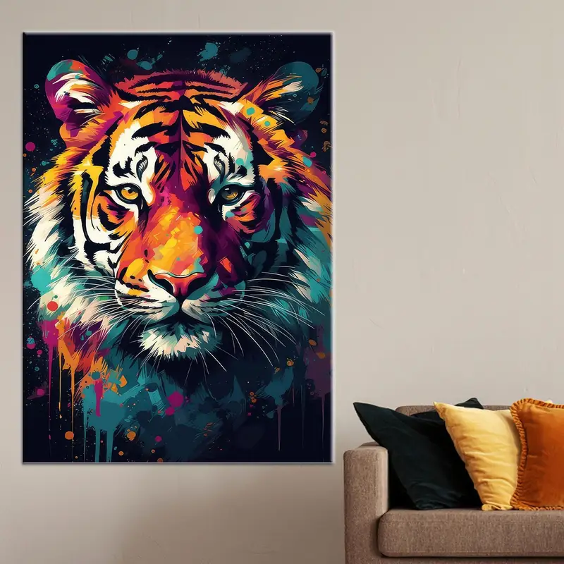 Colorful Canvas Art, Tiger Wall Decor, Abstract Tiger Art, Modern Canvas Decor, Trendy Art Decor, Tiger Lover Gift, Modern Canvas Art - 1