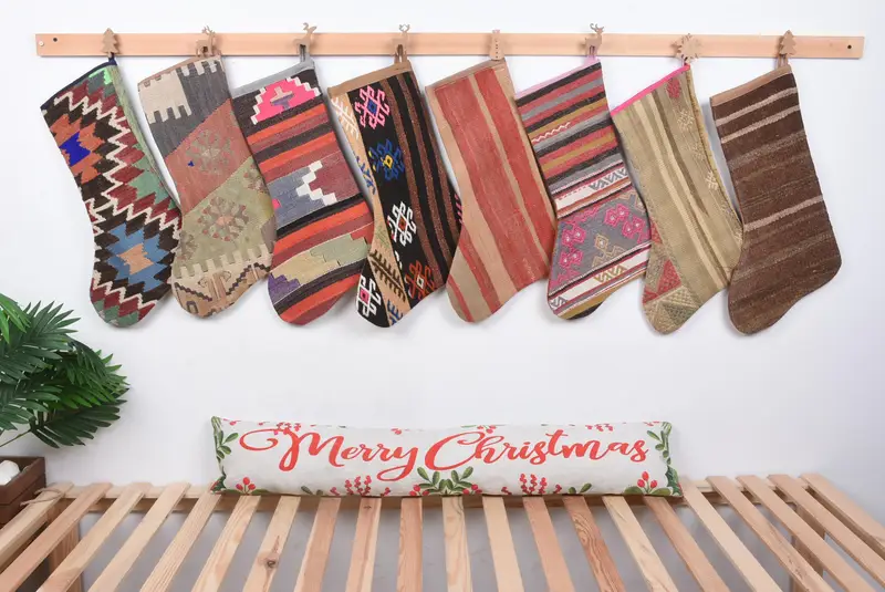 Festive Christmas Ornaments Pattern, 8-Inch Wide Holiday Stocking