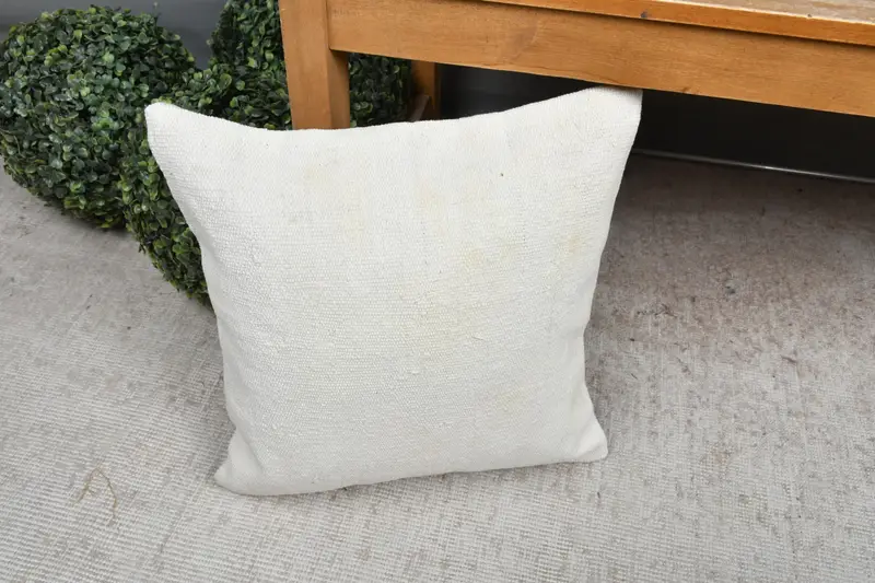 Pillow Cover, Aztec Pillow Sham, Pillow for Couch, Turkish Kilim Pillow, Vintage Kilim Pillow, 16x16 White Cushion Cover, Farmhouse Pillow Cover - 7