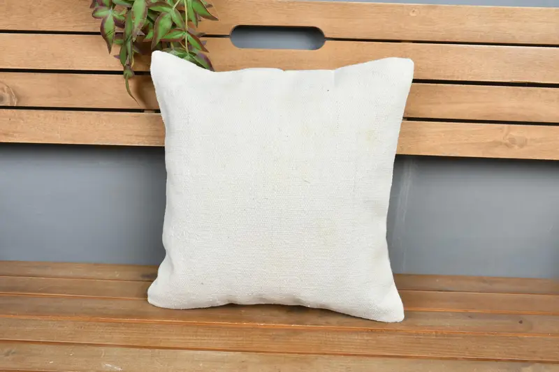 Pillow Cover, Aztec Pillow Sham, Pillow for Couch, Turkish Kilim Pillow, Vintage Kilim Pillow, 16x16 White Cushion Cover, Farmhouse Pillow Cover - 6