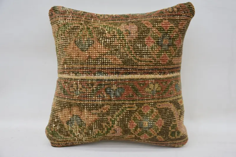 Personalized Gift Pillow Cushion Case, Yoga Pillow, Vintage Pillow, Kilim Cushion Sham, Cushion, Boho Pillow Sham Cover, 12x12 Brown Pillow - 1